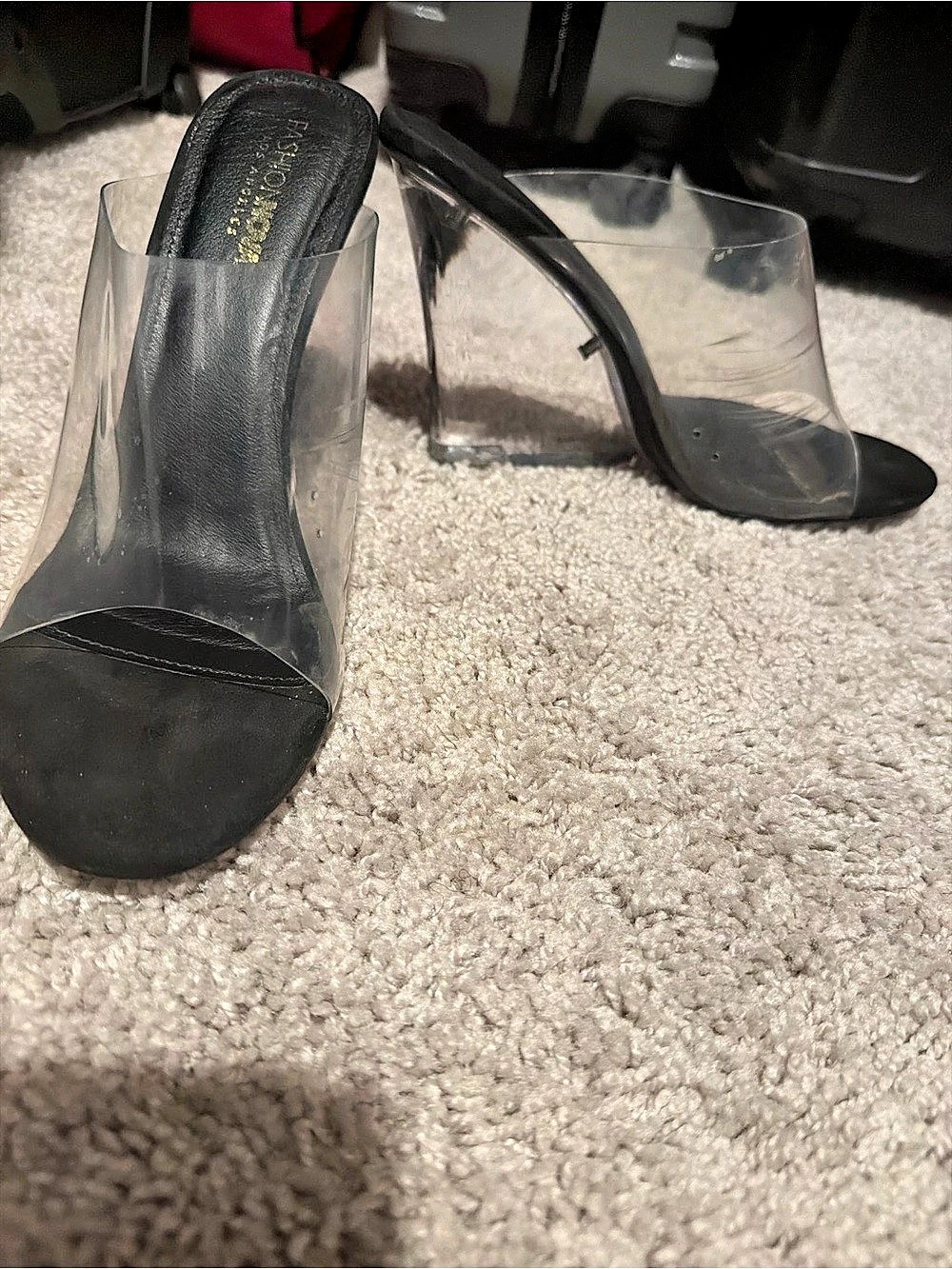 Fashion Nova Lemonade Clear Wedge Heels Black US 11